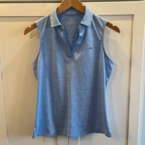 Vineyard Vines Women's Blue Sleeveless Golf Tennis Polo collar Top